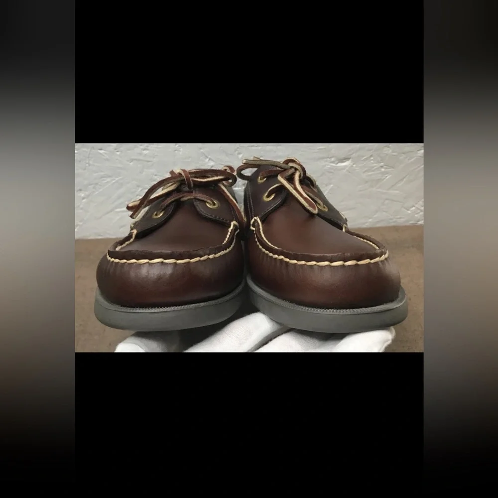 Excellent Rockport Men's Boat Shoes Brown Leather 2-Eye Deck Shoes Size 10M